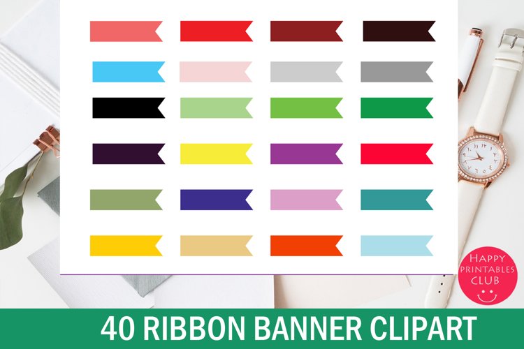 Ribbon Banner Clipart I Colorful Banner Ribbons Clipart example image 1