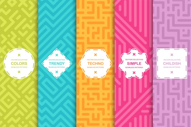 Bright seamless geometric patterns example image 1