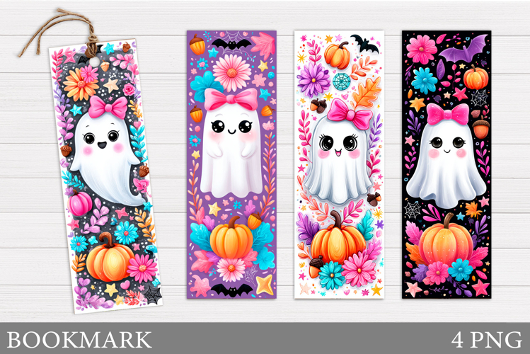 Cute Ghost Bookmark Printable. Cute Halloween Bookmark example image 1
