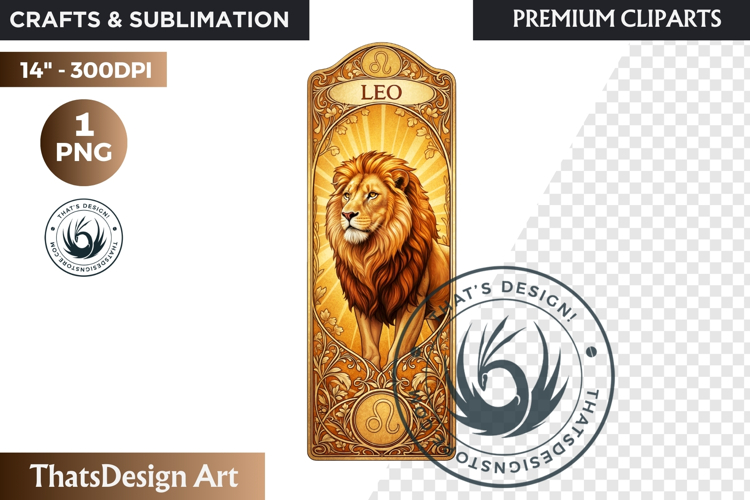 Leo Art Nouveau Zodiac Clipart Astrology Bookmark PNG