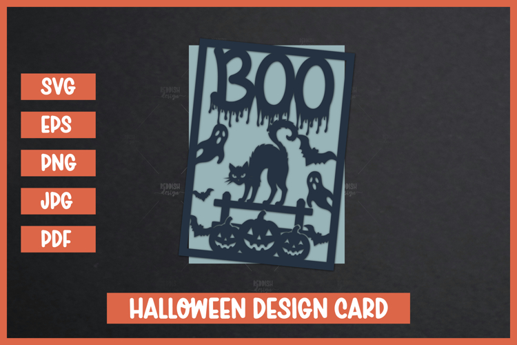 3D Halloween Greeting Card, Halloween SVG, Paper cut SVG