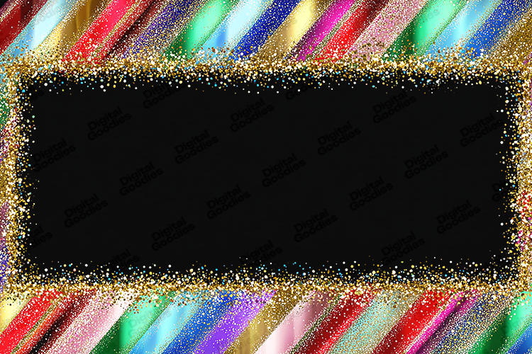 Colorful Tinsel Frame - Metallic Holiday Rainbow Border Art