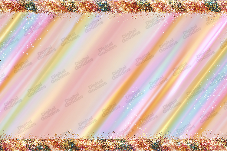 Pastel Rainbow Satin Background - Glitter Border Holiday Art