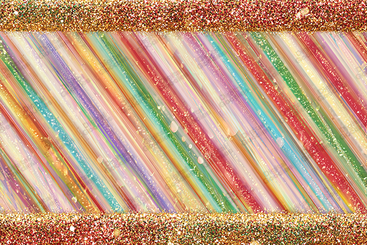 Vibrant Rainbow Satin Background - Festive Glitter Border