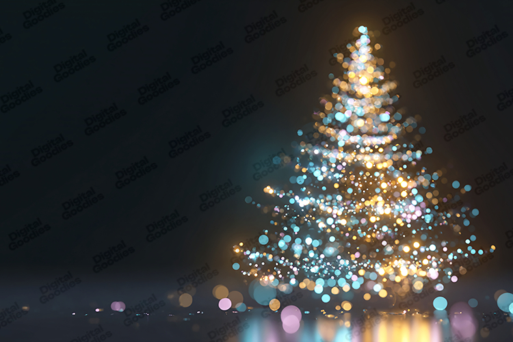 Gold & Teal Bokeh Christmas Tree - Glowing Holiday Light Art