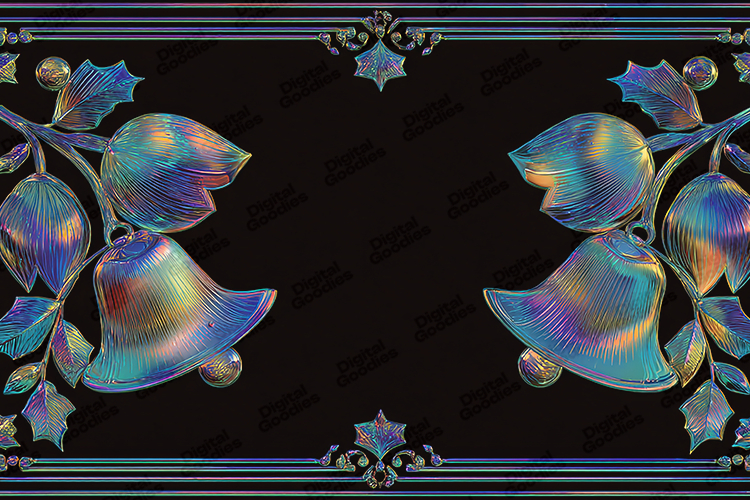 Iridescent Floral Bell Frame - Magical Holographic Holiday