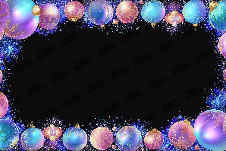 Iridescent Ornament Frame - Magical Blue & Pink Holiday Art