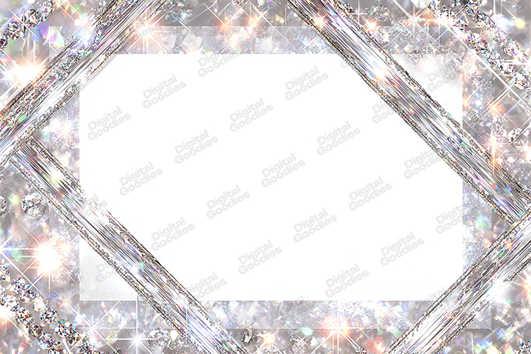 Crystal Diamond Frame - Shimmering Silver Luxury Background