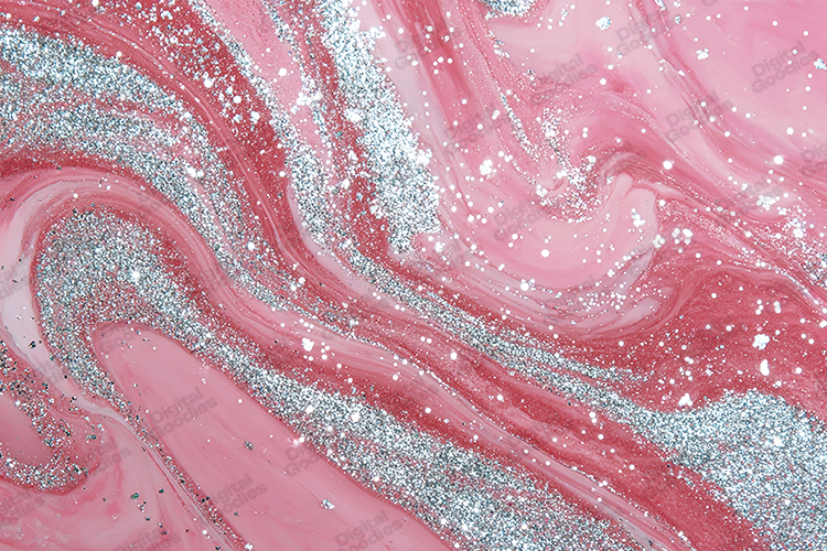 Pink Silver Glitter Marble - Luxury Liquid Swirl Background