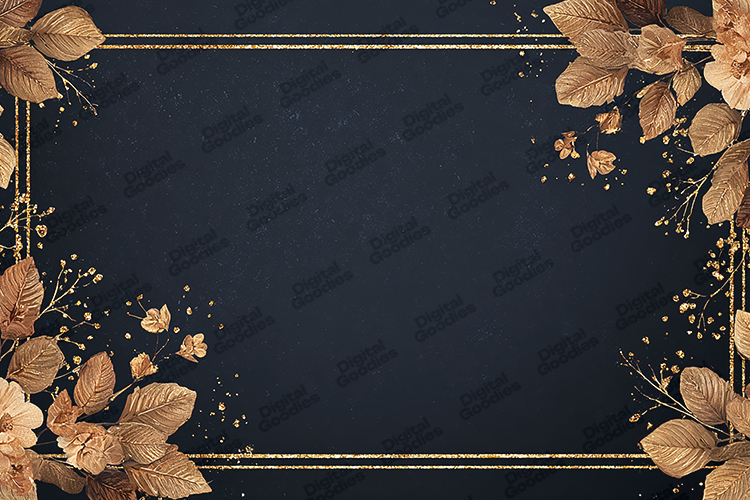 Gold Leaf Christmas Frame - Elegant Glitter Holiday Border