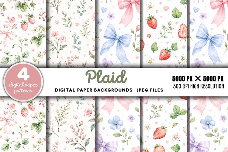 Plaid Digital Paper Backgrounds JPG