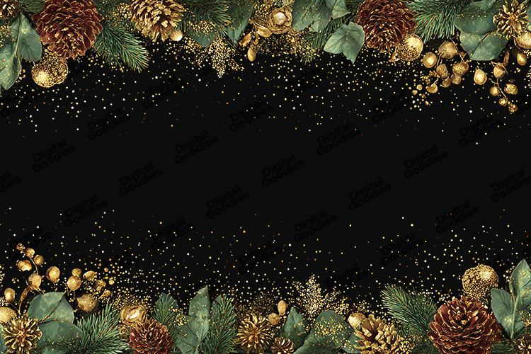 Gold Pine Cone Christmas Frame - Elegant Glitter Holiday