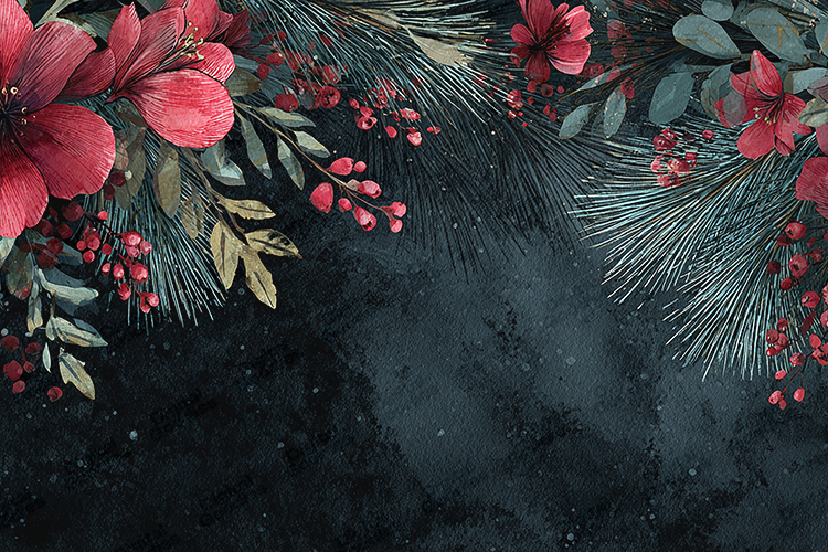 Watercolor White Poinsettia Christmas Frame Invitation Card