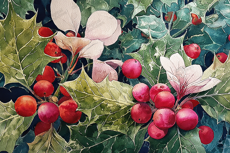 Watercolor Pink Poinsettia Moody Grunge Seamless Texture