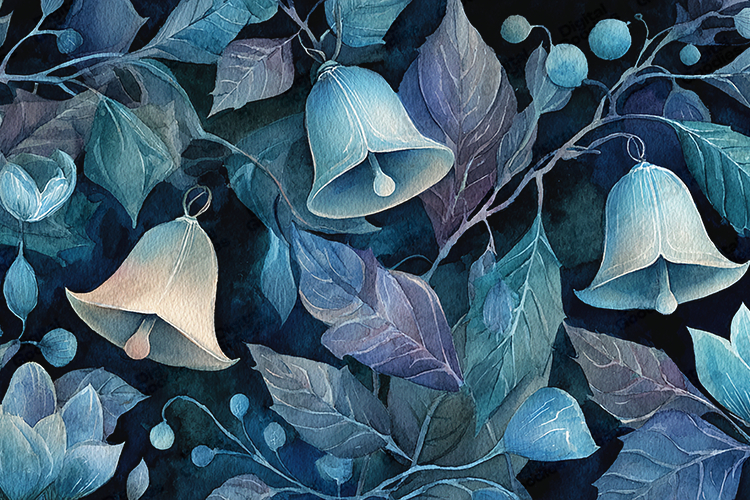 Watercolor Pink Poinsettia Moody Grunge Background