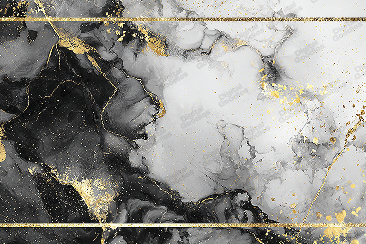 Gold Leaf Alcohol Ink - Black White Marble Abstract Art