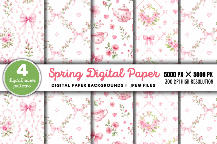 Spring Digital Paper Backgrounds JPG