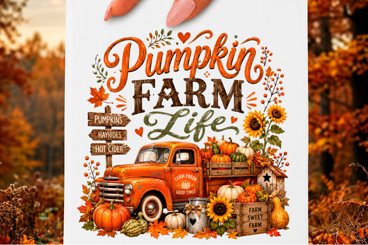 Trending Fall Sublimation PNG design Autumn Tshirt example image 1