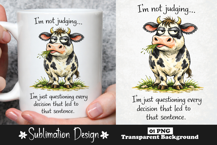 I'm Not Judging Funny Sarcastic Cow Attitude Humor PNG
