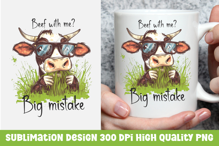 Funny cow sarcastic quote mug sublimation PNG