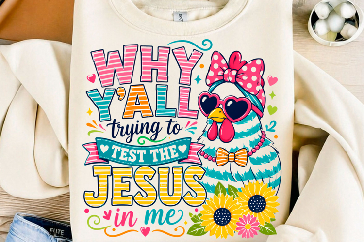 Funny Christian Chicken Faith Shirt example image 1