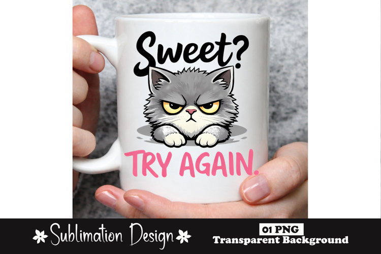 Sweet Try Again Sassy Cat Funny Sarcastic Sublimation