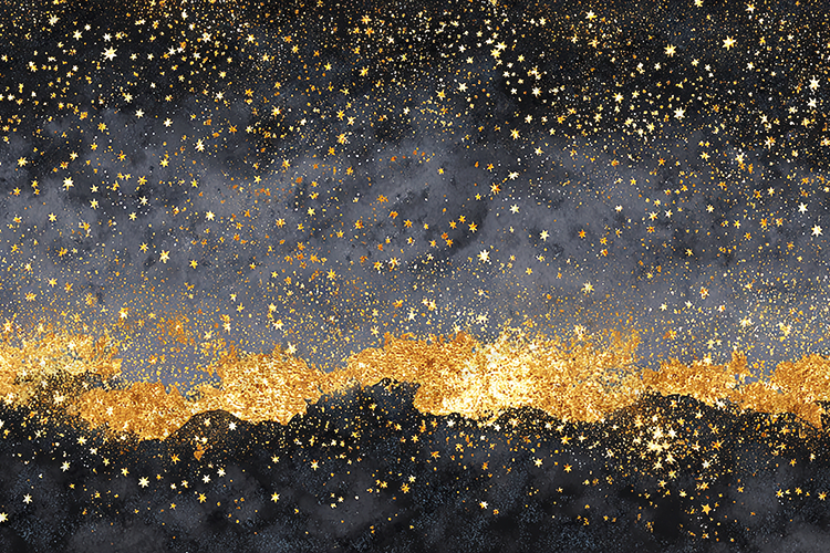 Gold Star Dust Wave - Luxury Charcoal Glitter Winter