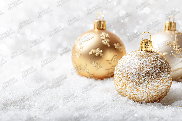Gold Glitter Baubles - Luxury Christmas Ornaments in Snow