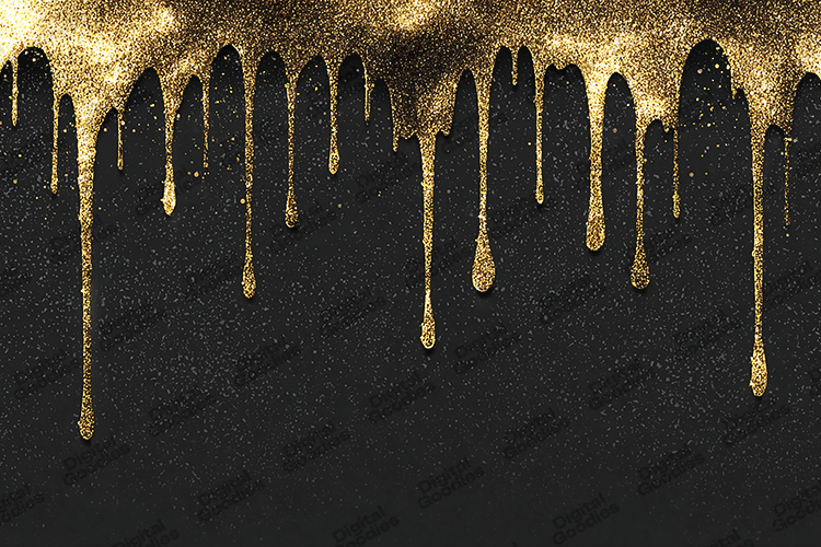 Gold Glitter Drip - Luxury Charcoal Sparkling Holiday Art