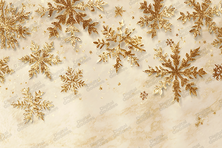 Gold Snowflake Pattern - Metallic Marble Holiday Art