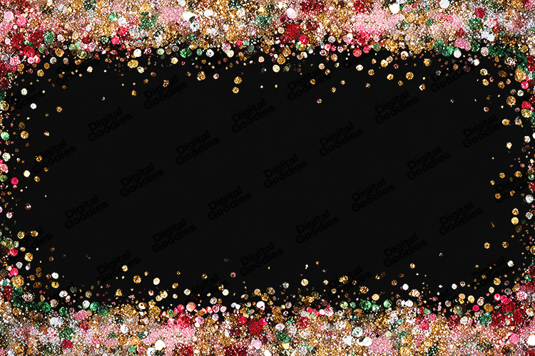 Colorful Glitter Frame - Festive Holiday Confetti Border