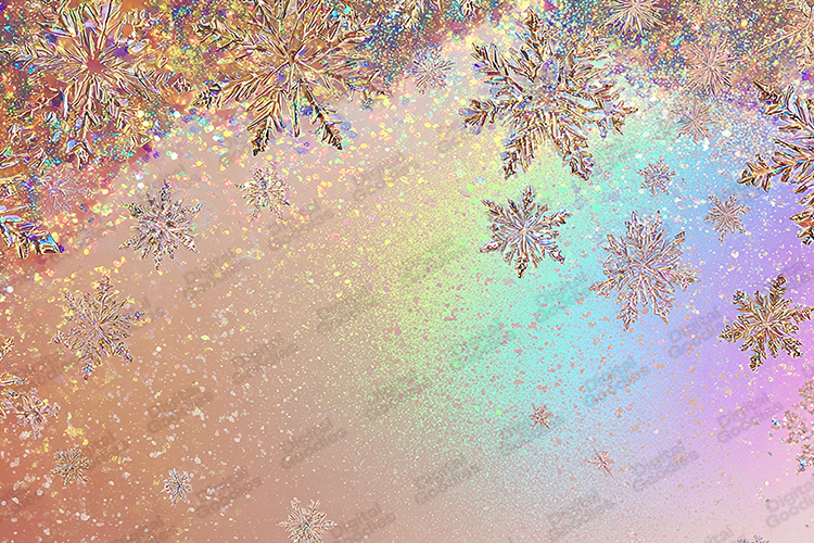 Iridescent Snowflake Background - Pastel Rainbow Holiday Art