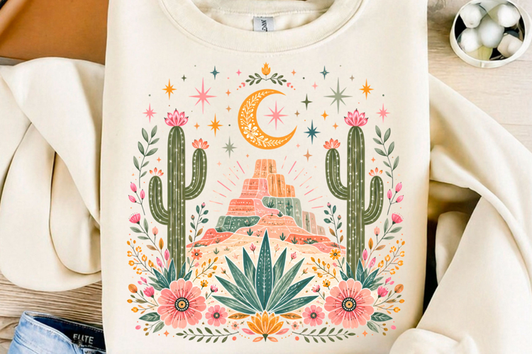 Cute Western Desert Shirt Cactus PNG example image 1