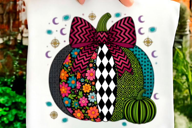 Preppy Patchwork Halloween Pumpkin Png