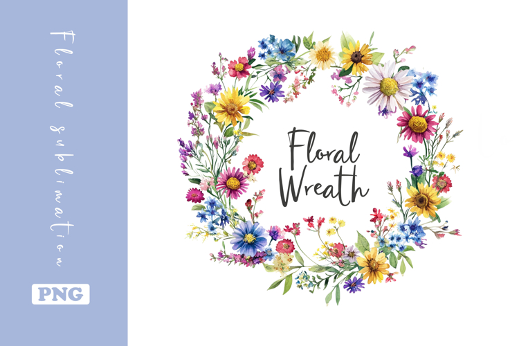 Watercolor Lovely Wildflower Wreath Clipart