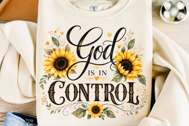 God is in Control Sunflower Christian