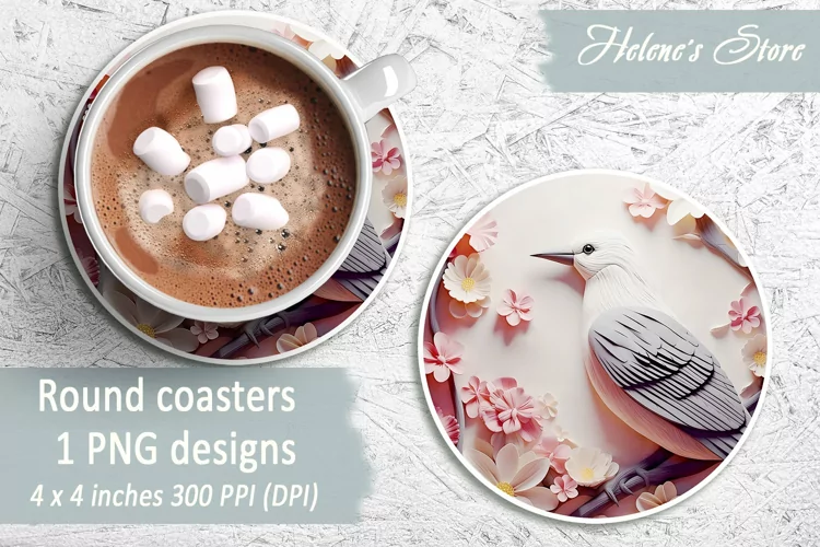 Birds Round Coasters | Coaster sublimation round design