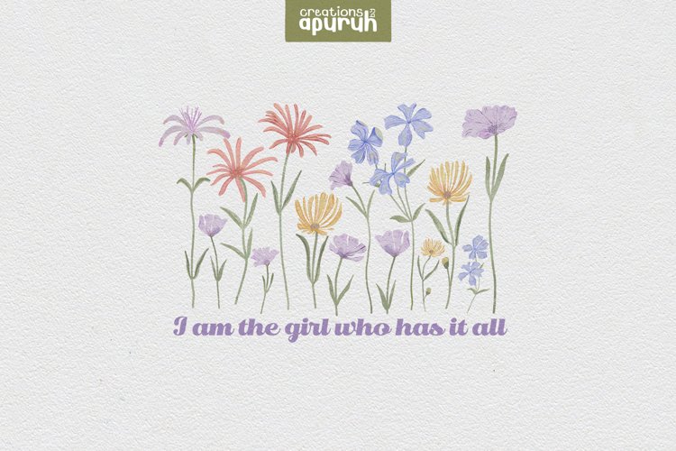 Floral "I AM" Affirmation Quotes T-Shirt Design 07 example image 1