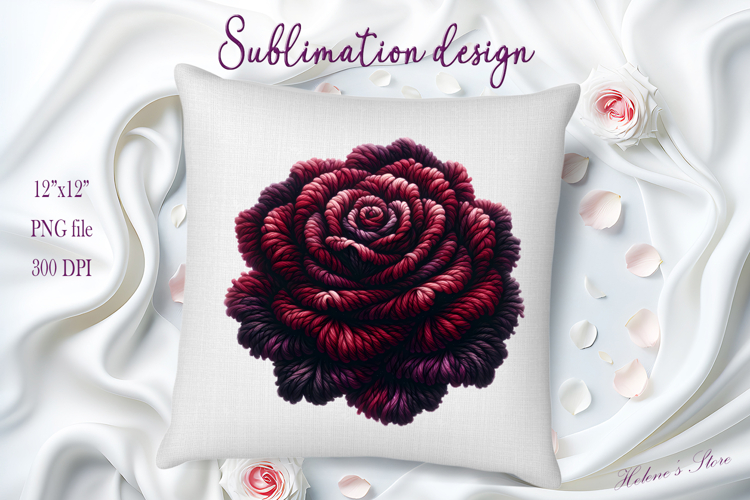 Dark yarn crochet Roses Clipart |Amazing knitted flower png