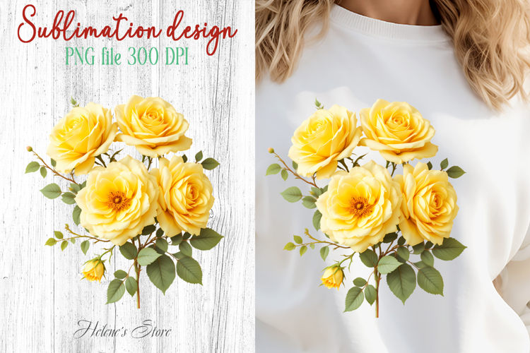 Summer flowers sublimation design png | Cute roses clipart