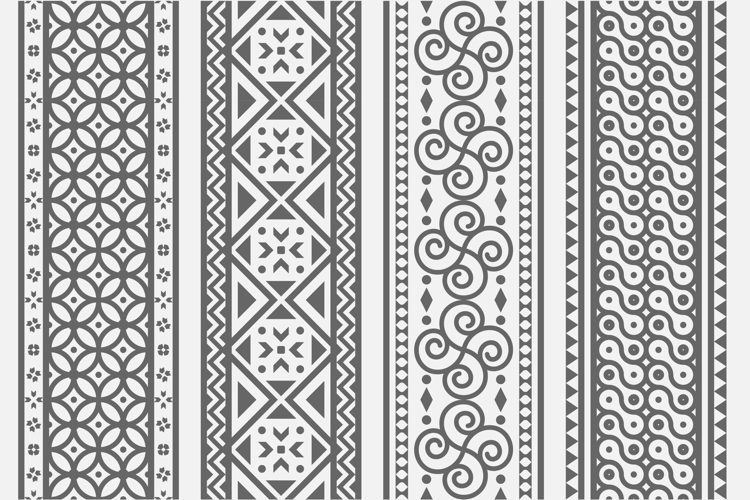 Decorative Seamless Pattern Set with Ornate Motifs