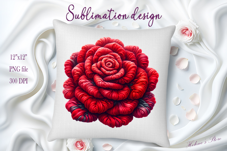 Red yarn crochet Roses Clipart |Amazing knitted flower png