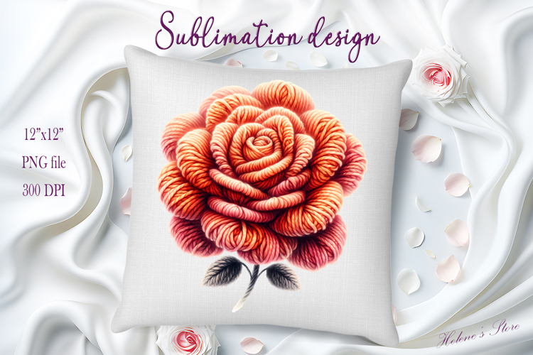 Orange yarn crochet Roses Clipart|Amazing knitted flower png