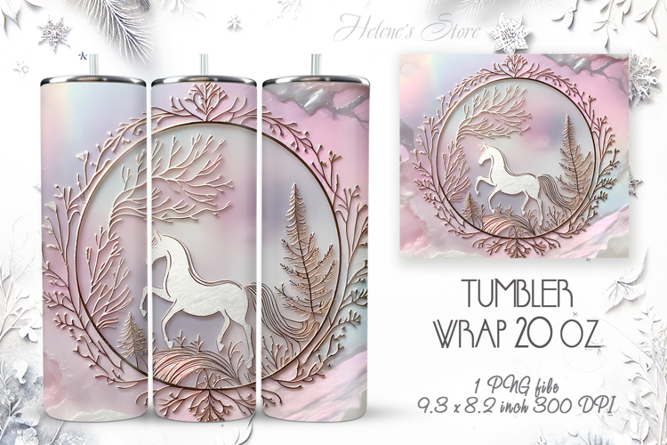 Christmas unicorn tumbler wrap 20oz sublimation |Magic horse