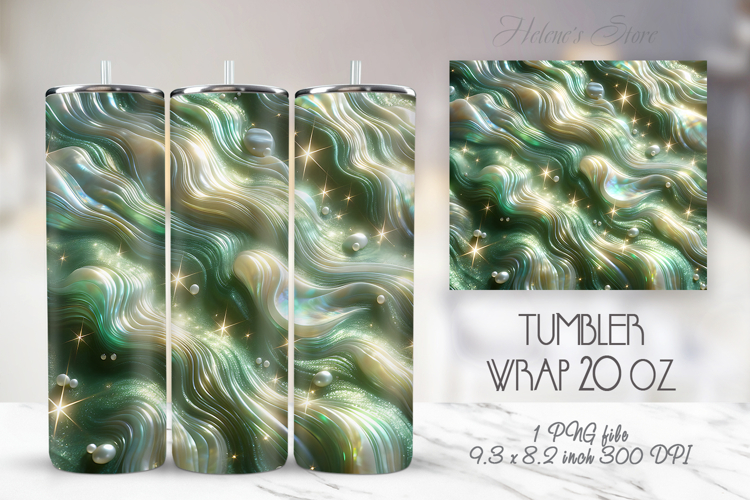 Bright green pearl tumbler 20oz wrap sublimation design png