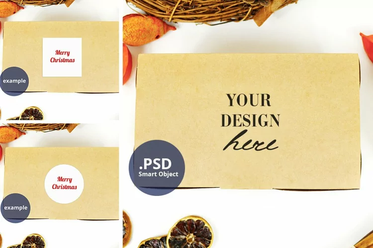 Sticker Mockup on Craft Box PSD, Craft Box Full Wrap Mockup