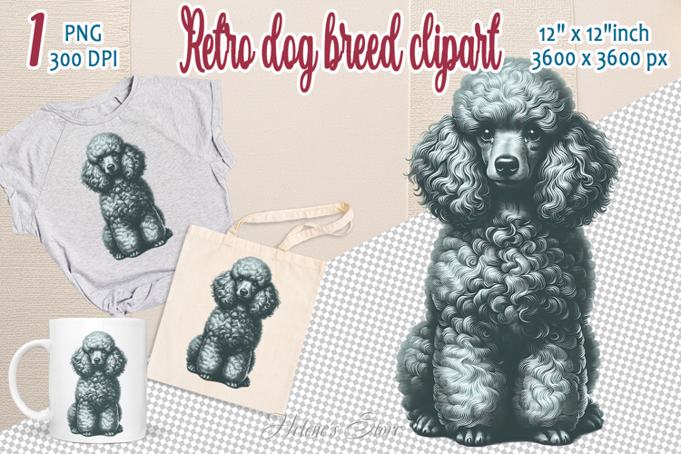 Cute vintage dog clipart | Retro dog breed design png