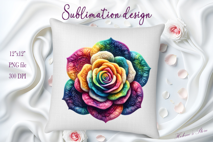 Rainbow yarn crochet Roses Clipart | Amazing knitted flower