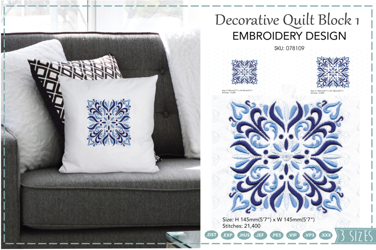 Decorative Quilt Block No1 Embroidery Design
