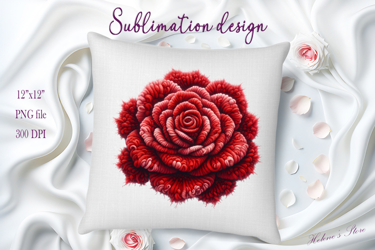 Red yarn crochet Roses Clipart | Amazing knitted flower png